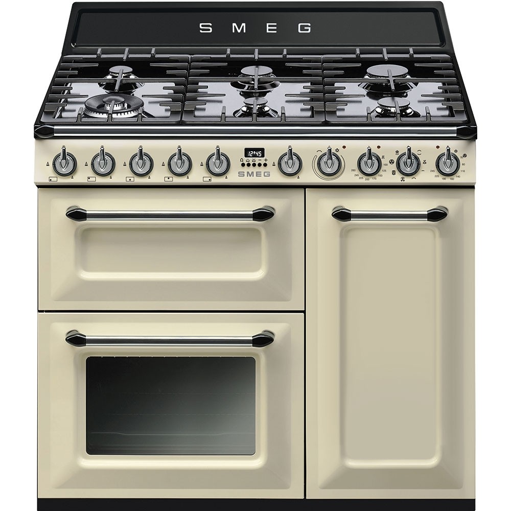 Smeg Tr93p 90cm Victoria Cream Dual Fuel Range Cooker From